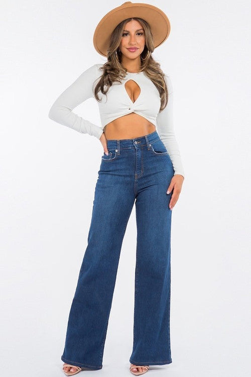 Olivia Wide Leg Jean in Dark Blue