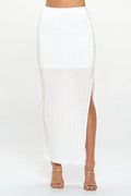 Made in USA Plisse Maxi Skirt with Slit