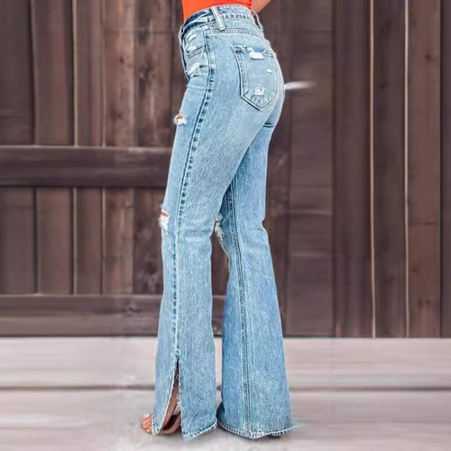 25 Edition – High Waist Ripped Split Stretch Jeans for Women