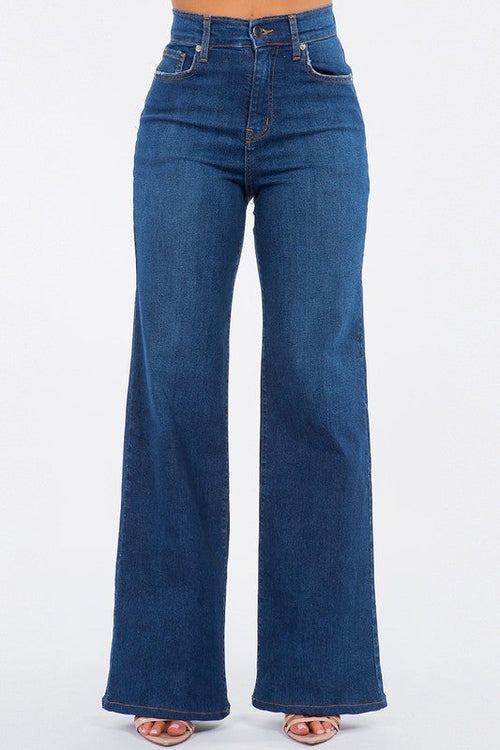 Olivia Wide Leg Jean in Dark Blue
