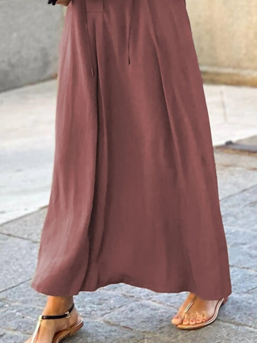 Full Size Solid Color Maxi Shirt Dress Plus Size