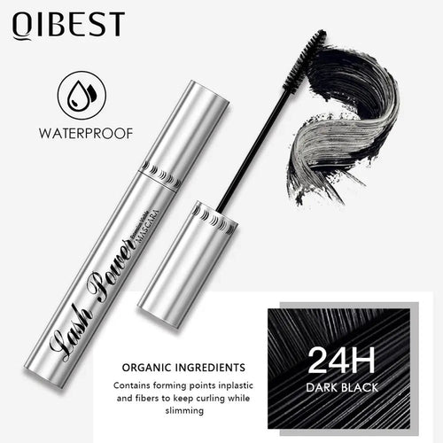 QIBEST Black Mascara Eyelashes Mascara 4D Silky Eyelashes Lengthening