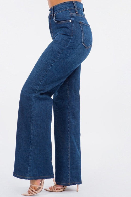 Olivia Wide Leg Jean in Dark Blue