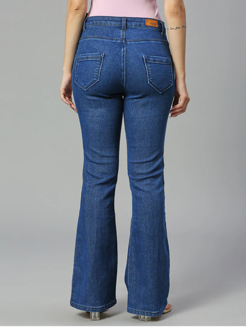 Women's Cotton  High Rise Denim Jeans(Size34)(Colorblue)