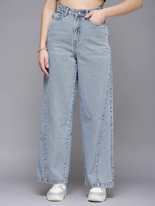 Women High Rise Denim Jeans(Size32)(Colorlight blue)