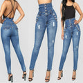 fashion jeans high waisted jeans vintage design jeans Skinny Cheap